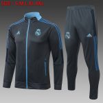 Real Madrid 21/22 Long Zip Jacket Dark Grey with Blue Trim