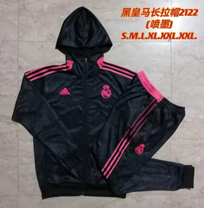 Real Madrid 21/22 Long Zip Hoodie Black - 图片 9