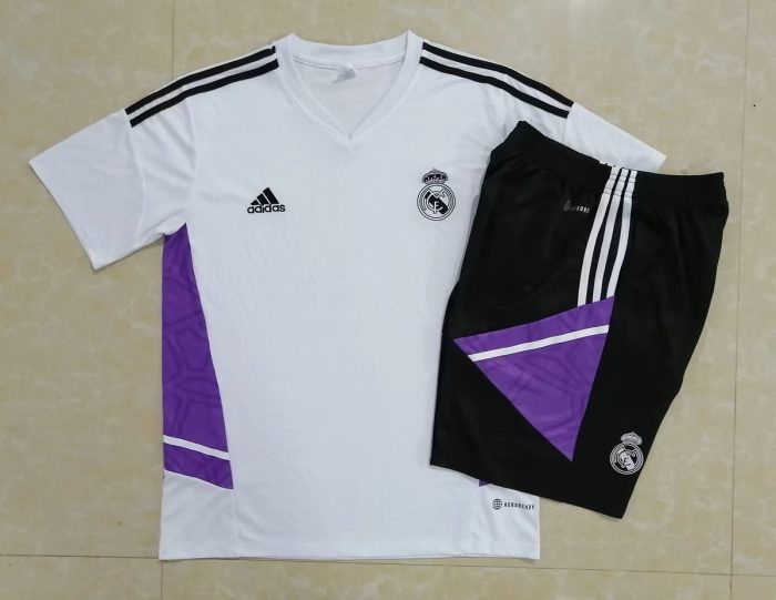 Real Madrid 22-23 White Short Sleeve Training Set with 5-Panel Shorts - 图片 9
