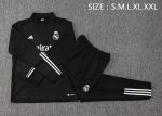 Real Madrid 23-24 Half Zip Jacket Black with White Trim - 图片 2
