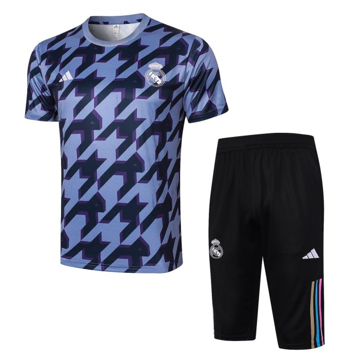 Real Madrid 23-24 Black Grey Splatter Short Sleeve Training Set - 图片 8