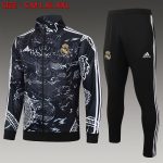 Real Madrid 23/24 Black Dragon Print Long Zip Jacket