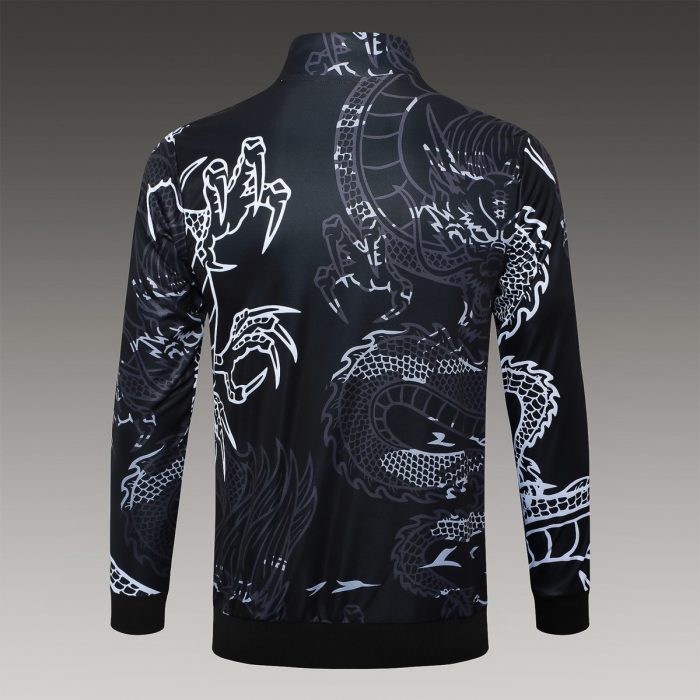 Real Madrid 23/24 Black Dragon Print Long Zip Jacket - 图片 7