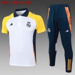 Real Madrid 24-25 White Polo Shirt with Yellow Sleeves