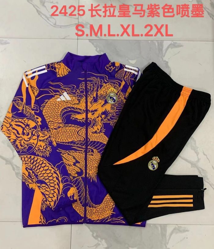 Real Madrid 24/25 Purple (Spray Ink Dragon) Long Zipper Jacket - 图片 9