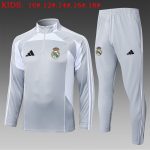 Real Madrid Gray and White Kids' Half-Zip Jacket