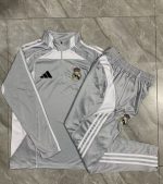 Real Madrid Gray and White Kids' Half-Zip Jacket - 图片 4