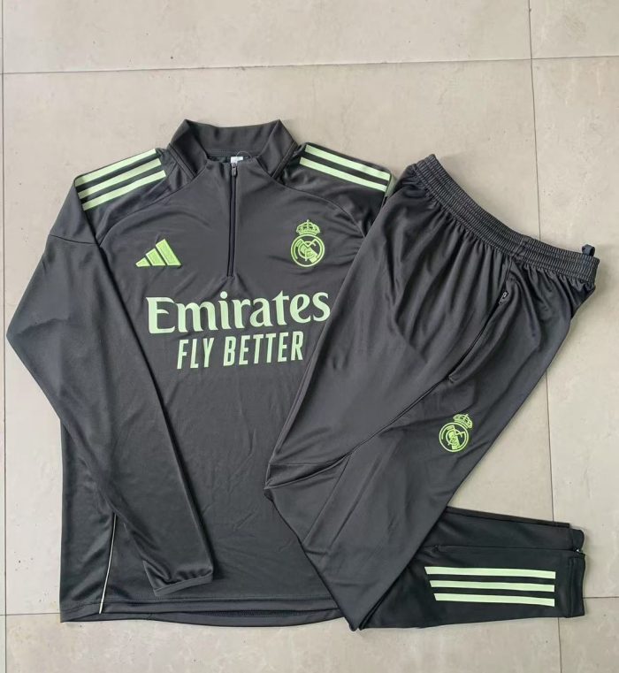 Real Madrid Grey Green Kids' Half-Zip Jacket - 图片 4