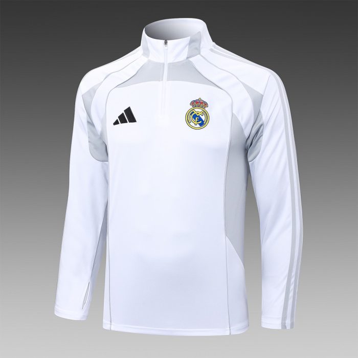Real Madrid 25/26 Half-Zip Jacket White Grey - 图片 8