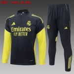 Real Madrid 2526 Half-Zip Jacket Dark Gray with Yellow Sleeves