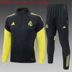 Real Madrid Children's Long Sleeve Training Jacket - Dark Grey with Yellow Sleeves