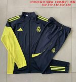 Real Madrid Children's Long Sleeve Training Jacket - Dark Grey with Yellow Sleeves - 图片 4