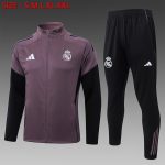 Real Madrid Grey Purple Long Zipper Jacket