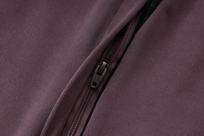 Real Madrid Grey Purple Long Zipper Jacket - 图片 3