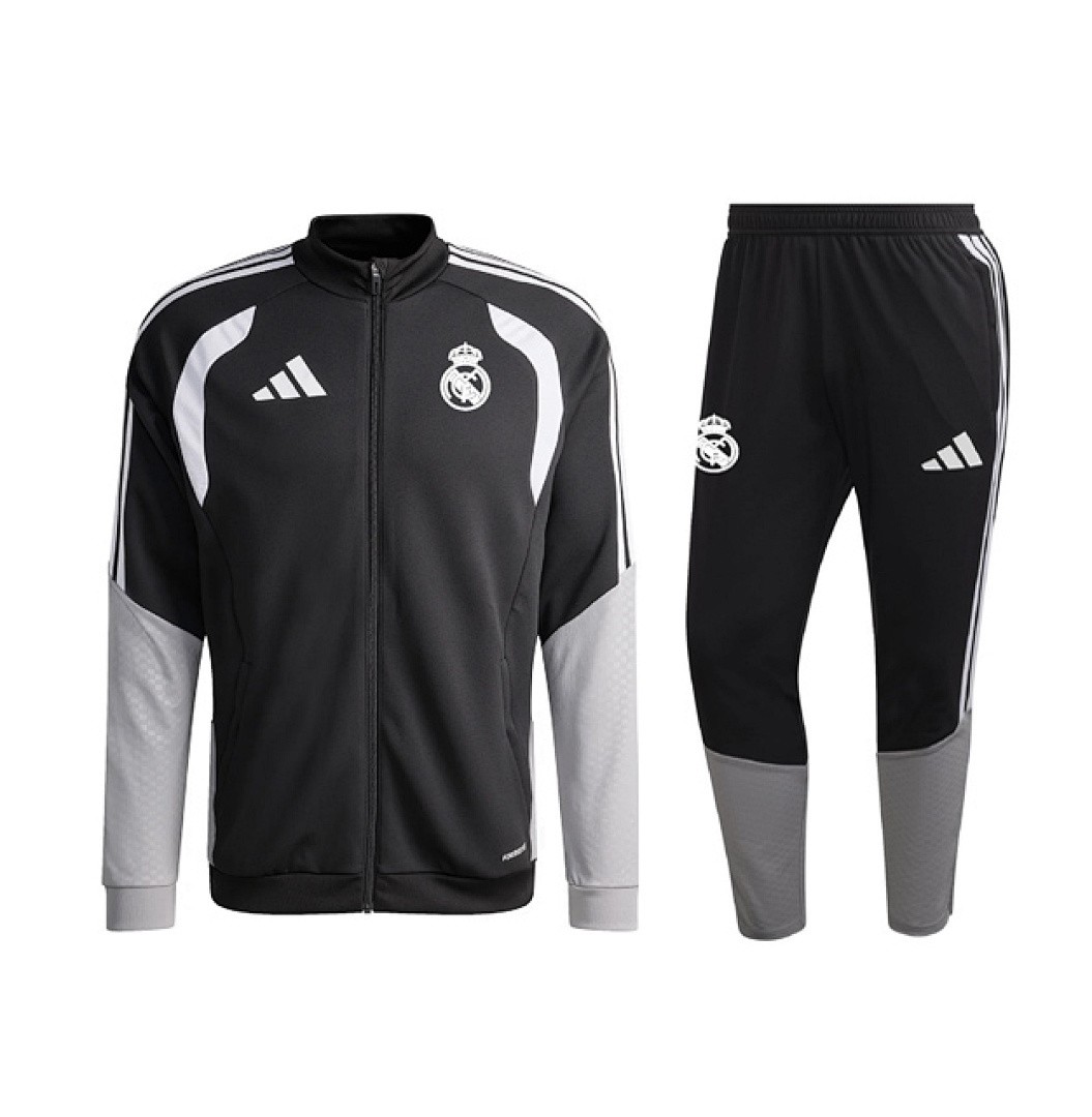 JER-5316_1 Real Madrid Black Long Zipper Jacket - 图片 1