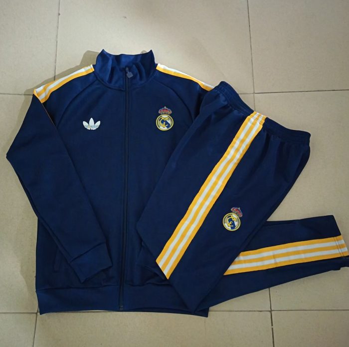 Real Madrid Long Zipper Jacket Dark Blue - 图片 3
