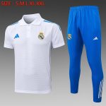 Real Madrid White Polo Shirt with Blue Trim