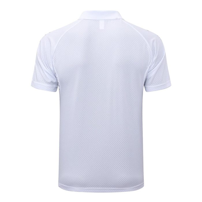 Real Madrid White Polo Shirt with Blue Trim - 图片 7