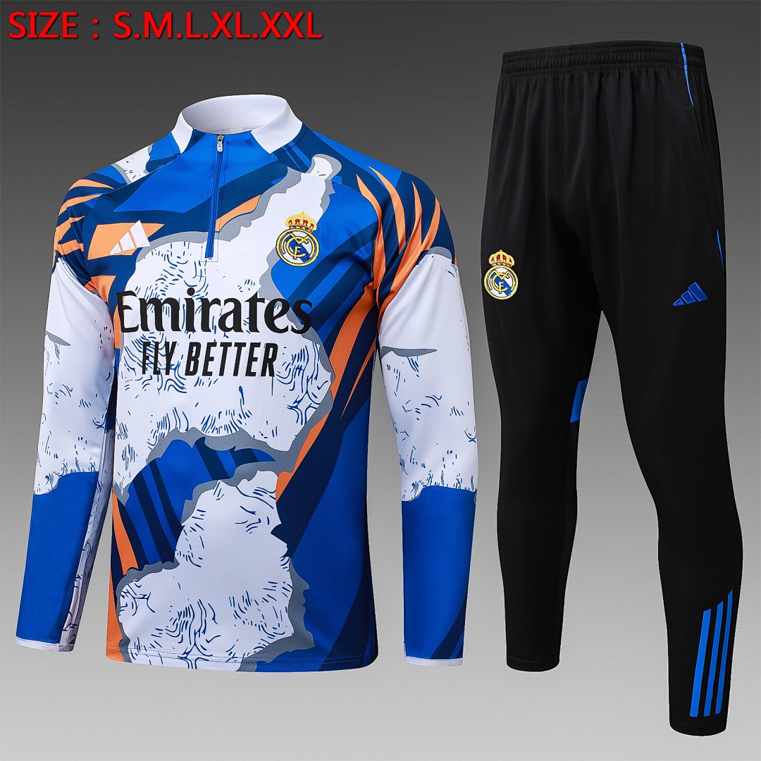 JER-5320_1 Real Madrid Camo Print Half-Zip Jacket - 图片 1