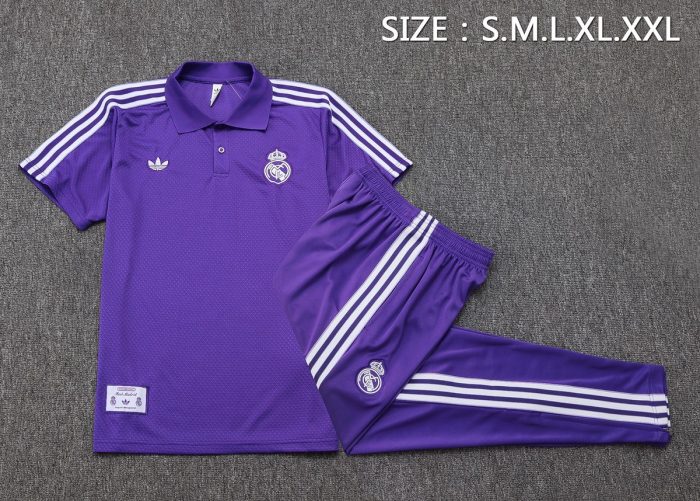 Real Madrid Purple Retro Polo - 图片 2