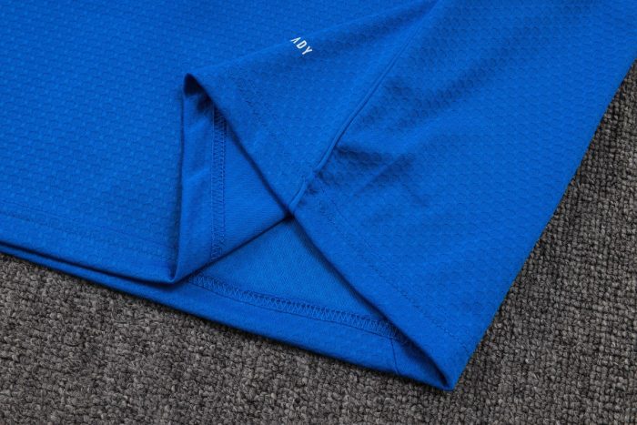 Real Madrid Short Sleeve Training Suit in Lake Blue with White Trim - 图片 4