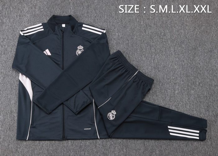 Real Madrid Long Zip Jacket Dark Gray - 图片 2