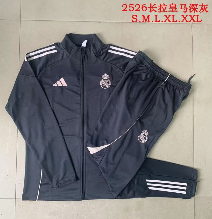 Real Madrid Long Zip Jacket Dark Gray - 图片 9