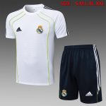 Real Madrid White Short Sleeve Training Suit with Green Trim