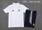 Real Madrid White Short Sleeve Training Suit with Green Trim - 图片 2