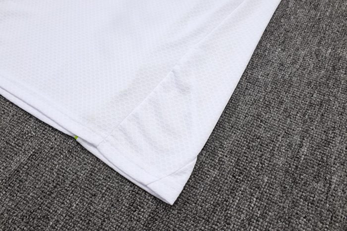 Real Madrid White Short Sleeve Training Suit with Green Trim - 图片 5