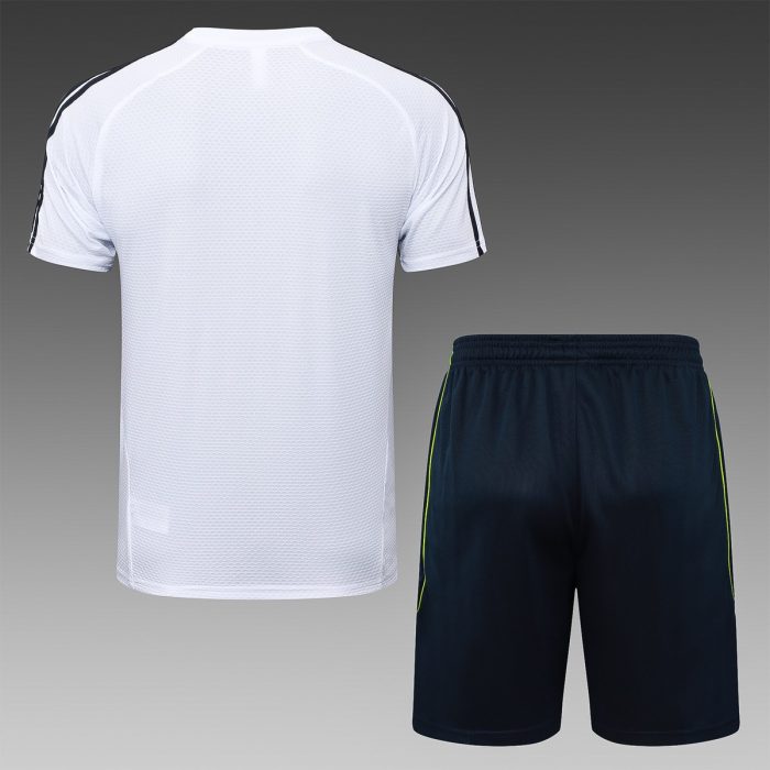 Real Madrid White Short Sleeve Training Suit with Green Trim - 图片 7