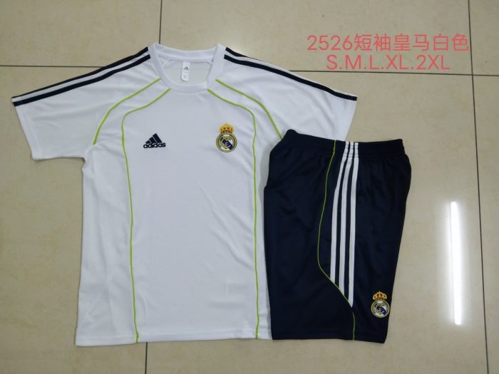 Real Madrid White Short Sleeve Training Suit with Green Trim - 图片 9