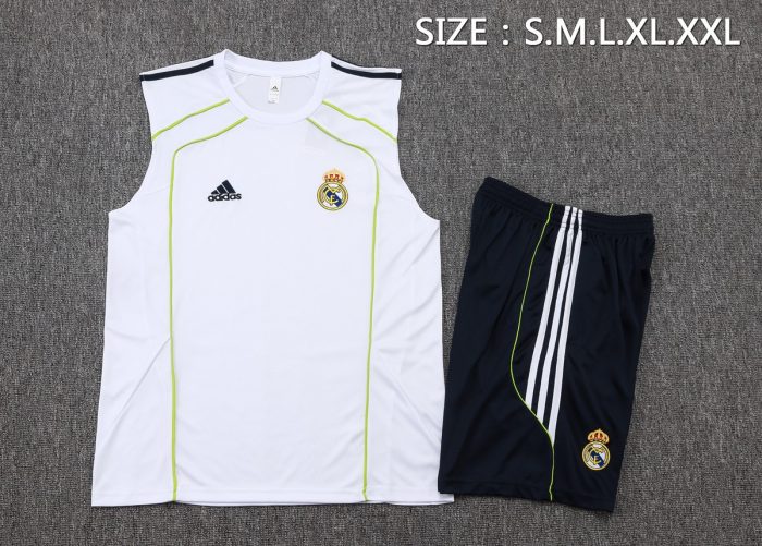 Real Madrid White Vest with Green Trim - 图片 2