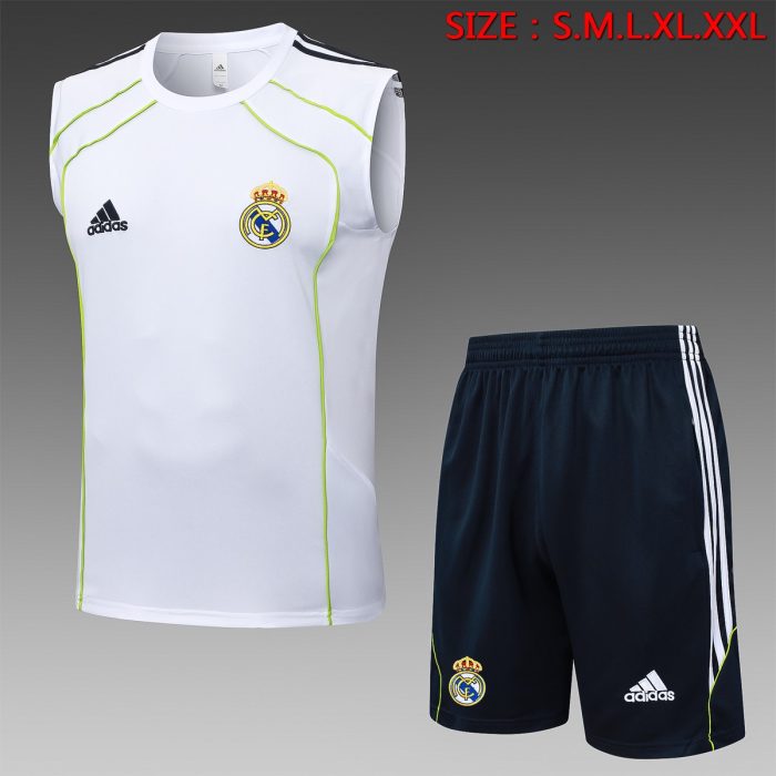 Real Madrid White Vest with Green Trim - 图片 8
