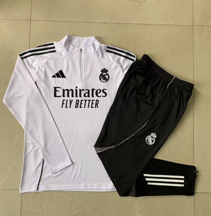 Real Madrid White Kids' Half-Zip Jacket - 图片 3