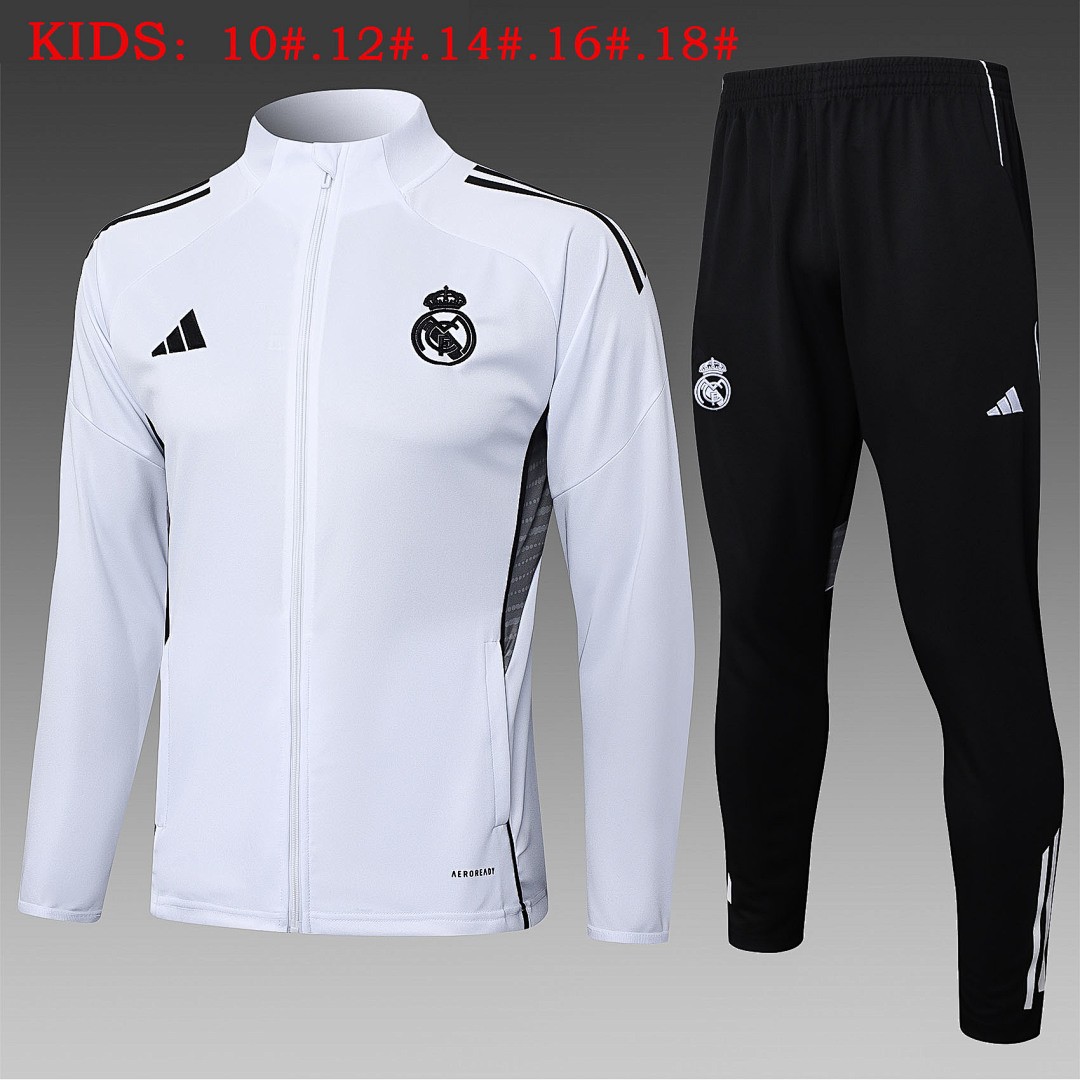 JER-5332_1 Real Madrid White Children's Long Zipper Jacket - 图片 1