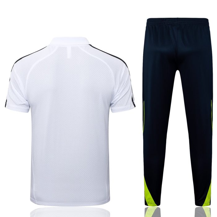 Real Madrid White Retro Polo (Green Trim) - 图片 7