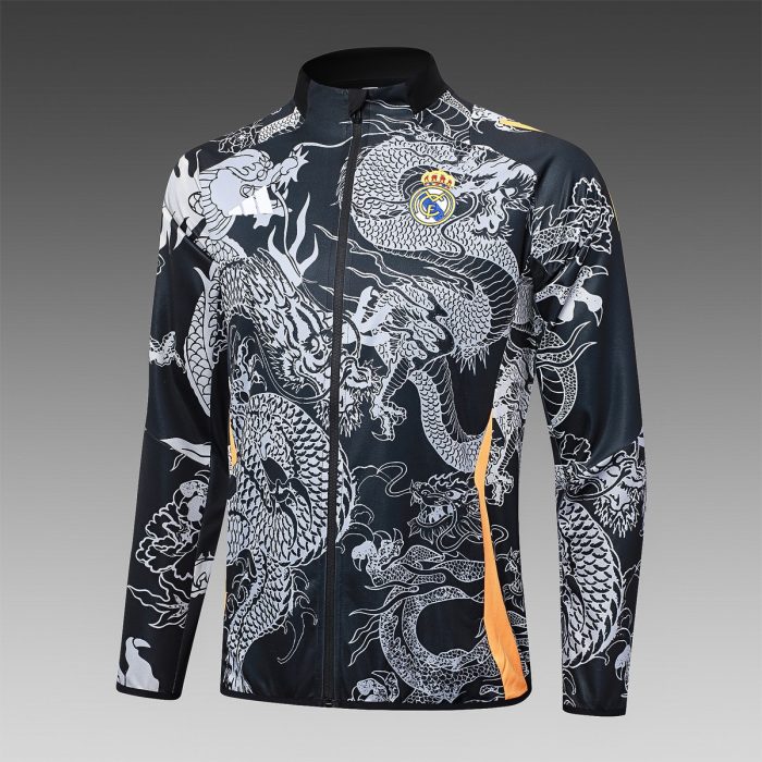 Real Madrid 24/25 Black (Ink Dragon) Long Zipper Jacket - 图片 4