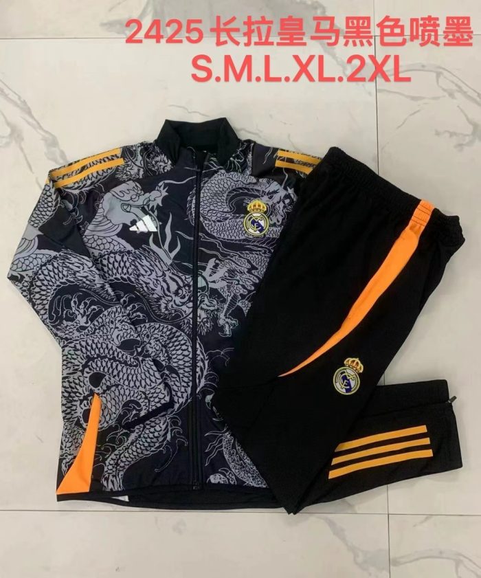 Real Madrid 24/25 Black (Ink Dragon) Long Zipper Jacket - 图片 9