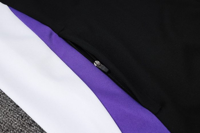 Real Madrid 24/25 Black Long Zip Jacket with Purple Collar - 图片 4