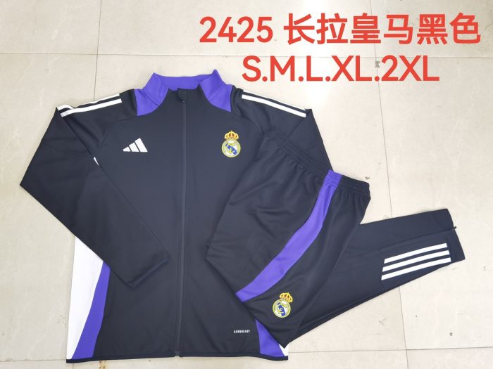 Real Madrid 24/25 Black Long Zip Jacket with Purple Collar - 图片 9