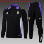 Real Madrid 24/25 Black Long Zip Jacket with Purple Collar Kids
