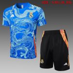 Real Madrid 24-25 Light Blue (Spray Ink Dragon) Short Sleeve Training Suit
