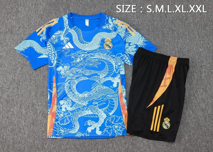 Real Madrid 24-25 Light Blue (Spray Ink Dragon) Short Sleeve Training Suit - 图片 2