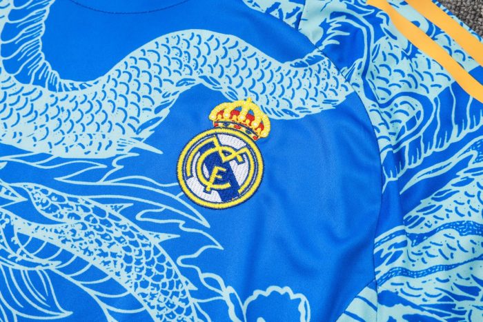 Real Madrid 24-25 Light Blue (Spray Ink Dragon) Short Sleeve Training Suit - 图片 6