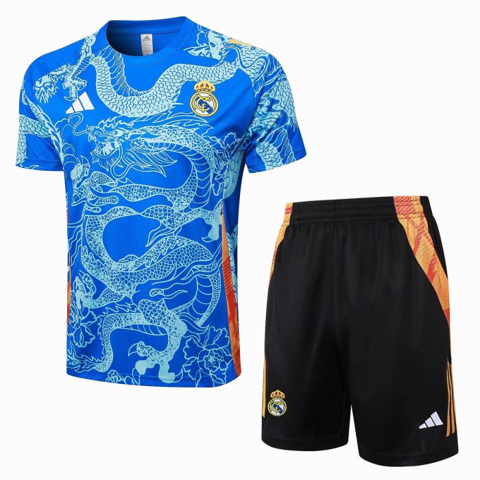 Real Madrid 24-25 Light Blue (Spray Ink Dragon) Short Sleeve Training Suit - 图片 8