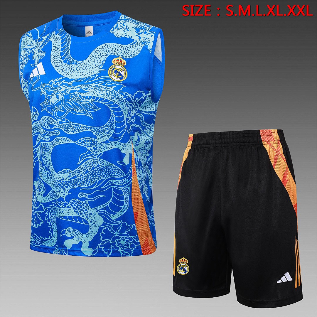 JER-5342_1 Real Madrid 24/25 Vest Blue Dragon Print - 图片 1