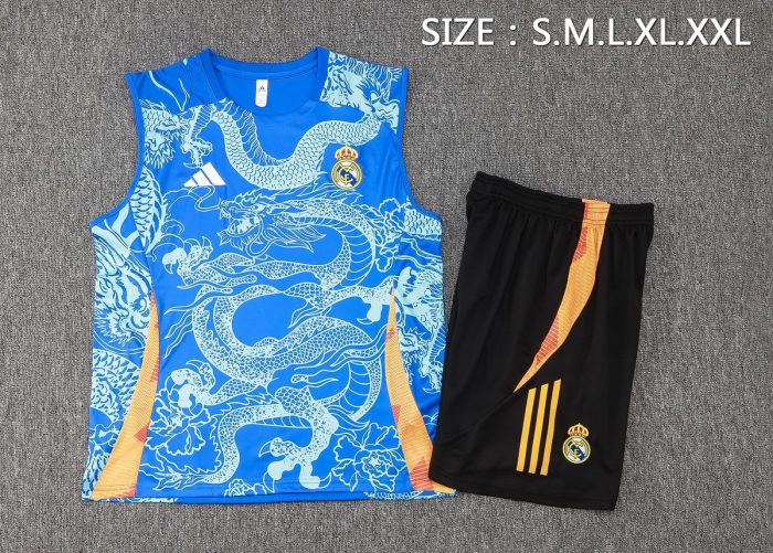 Real Madrid 24/25 Vest Blue Dragon Print - 图片 2