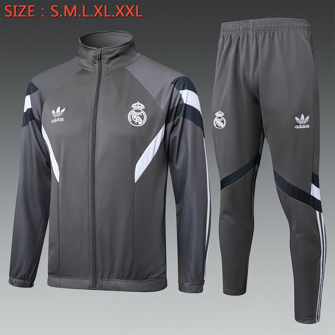 JER-5343_1 Real Madrid 24/25 Dark Grey Long Zip Jacket - 图片 1