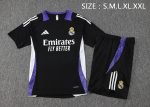 Real Madrid 24-25 Black Short Sleeve Training Shirt with Purple Collar - 图片 2